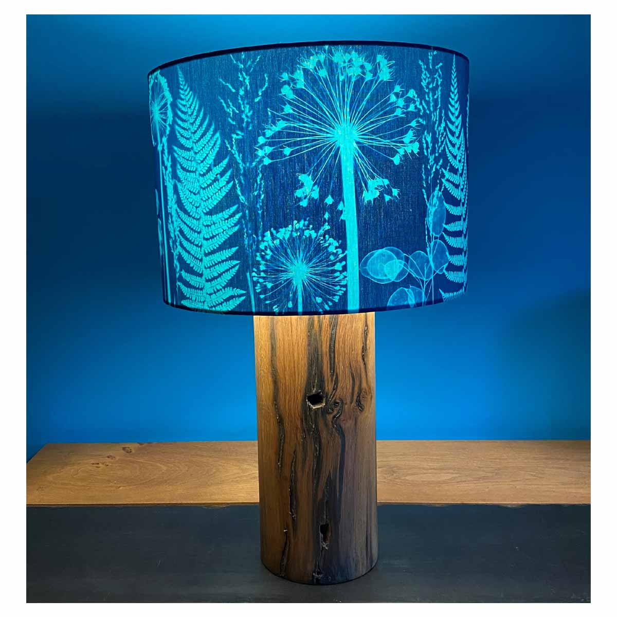 Cyanotype Teal Devon Gardens Lampshade - 30cm