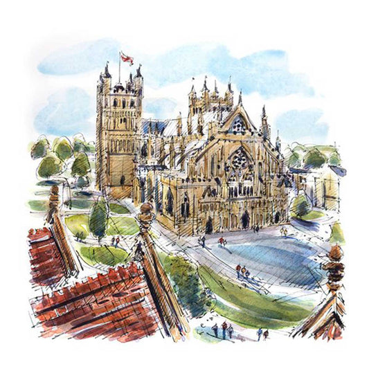 Overlooking Cathedral Close, Exeter (10"x10")